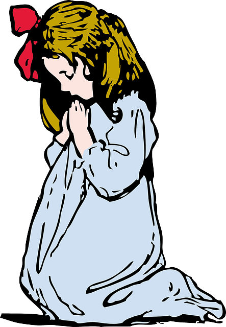 祈祷 女孩 跪着 - 免费矢量图形