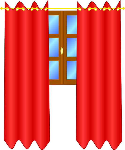 窗帘 窗户 红色的 - 免费矢量图形