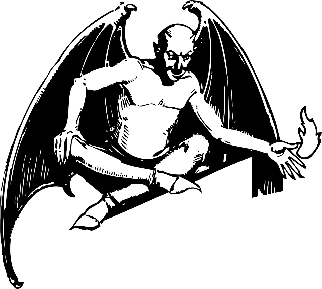 魔鬼 坐着 看着 - 免费矢量图形