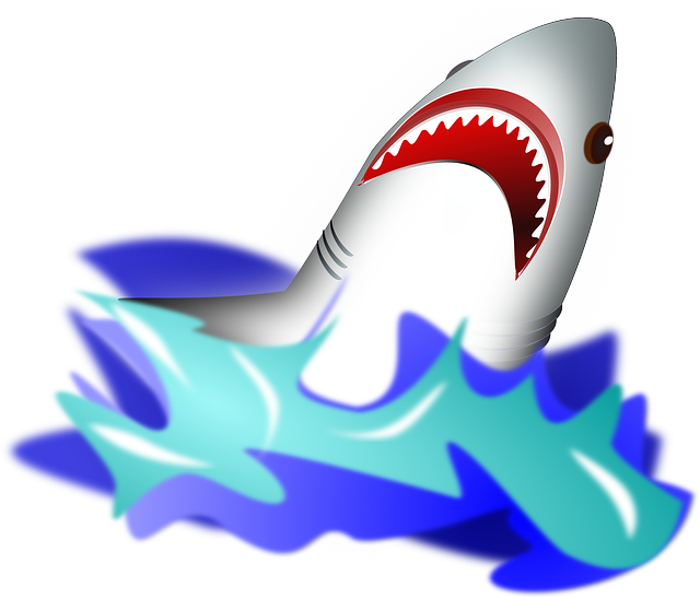 鲨鱼 攻击 海浪 - 免费矢量图形