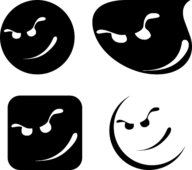 笑脸 生气的 黑色的 - 免费矢量图形