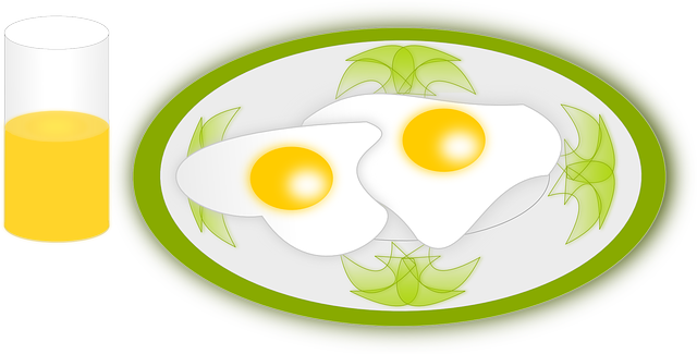 早餐 桔子汁 炒鸡蛋 - 免费矢量图形