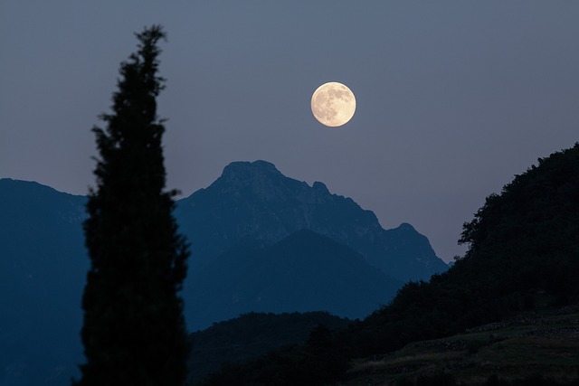 月亮 桧木 山 - 上的免费照片