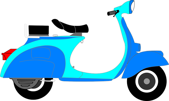 小型摩托车 蓝色的 两轮车 - 免费矢量图形