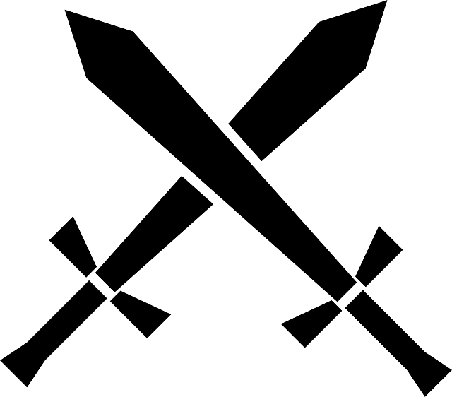 剑 交叉 黑色的 - 免费矢量图形