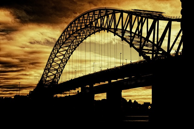 桥 轮廓 日落 - 上的免费照片