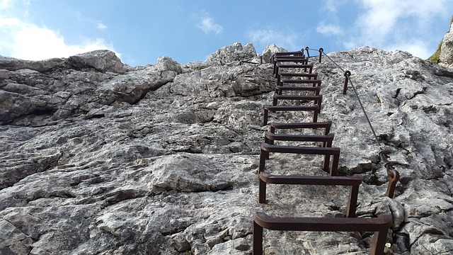 通过飞拉达 Alpspitze 梯子 - 上的免费照片