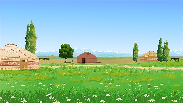 自然 画画 蒙古包 - 上的免费图片