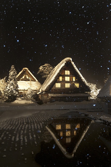 雪景 白川乡 雪夜 - 上的免费照片