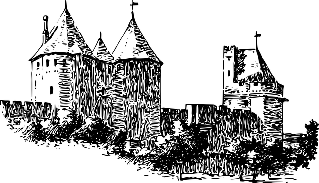 很酷的木版画 堡 设防 - 免费矢量图形