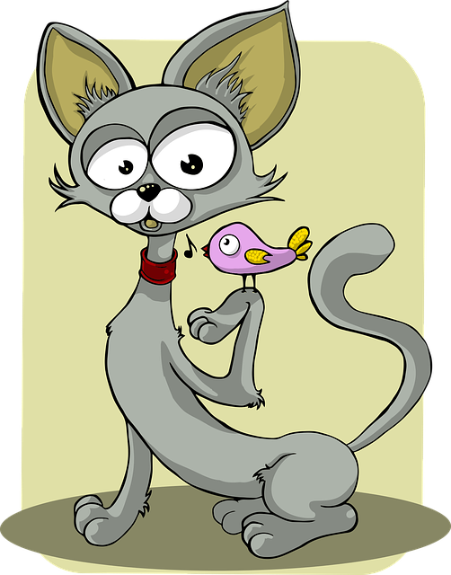 猫 鸟 动物 - 免费矢量图形