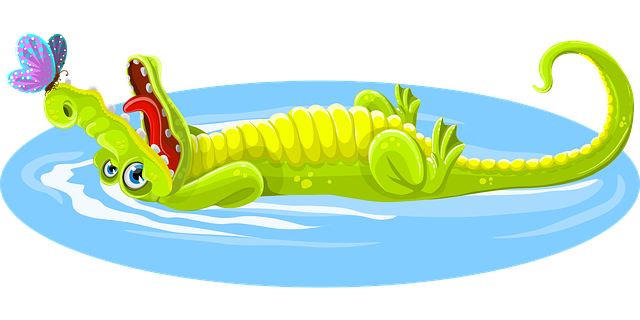 鳄鱼 蝴蝶 动物 - 免费矢量图形