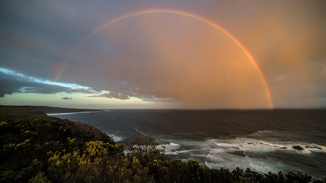 彩虹 海岸 日落 - 上的免费照片