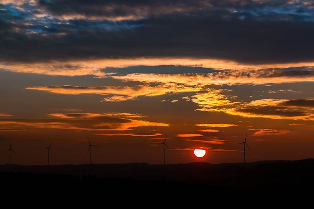 日落 太阳 风车 - 上的免费照片