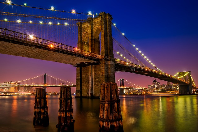 布鲁克林大桥 河 点亮 - 上的免费照片