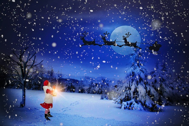 圣诞平安夜 圣诞老人在月亮 假期 - 上的免费照片