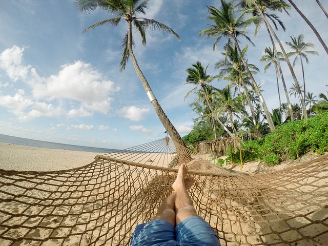 海滩 吊床 蓝天 - 上的免费照片