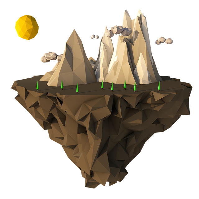 低聚 浮岛 3D - 上的免费图片