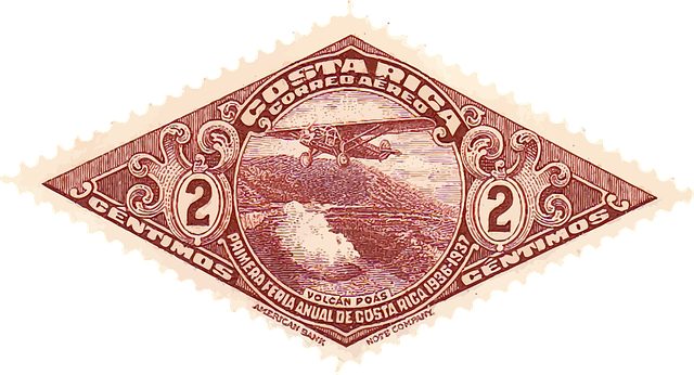 航空邮件 哥斯达黎加 一分钱 - 免费矢量图形