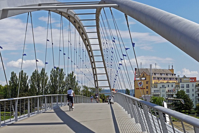 三国桥 莱茵河 自行车道 - 上的免费照片