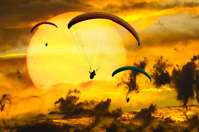 降落伞 滑翔伞 日落 - 上的免费照片