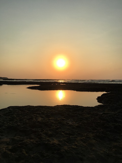 夕陽 海灘 大自然 - 上的免费照片