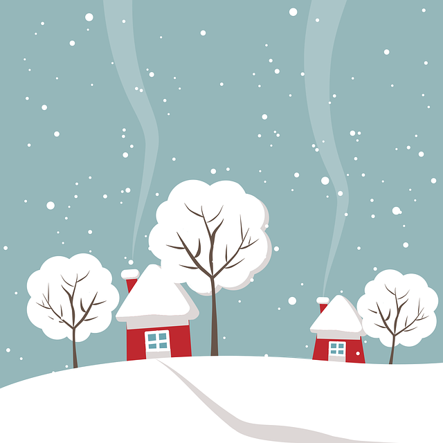 寒冷的 房子 树 - 免费矢量图形