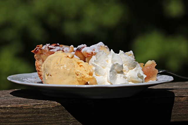 苹果蛋糕 奶油 香草雪糕 - 上的免费照片