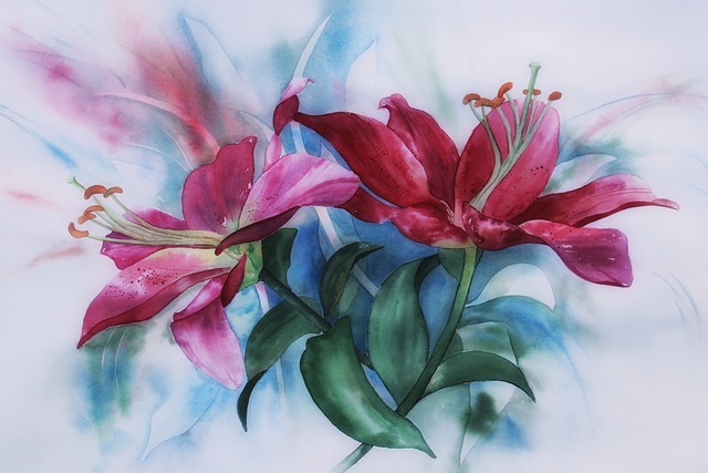 水彩 百合花 作画 - 上的免费图片