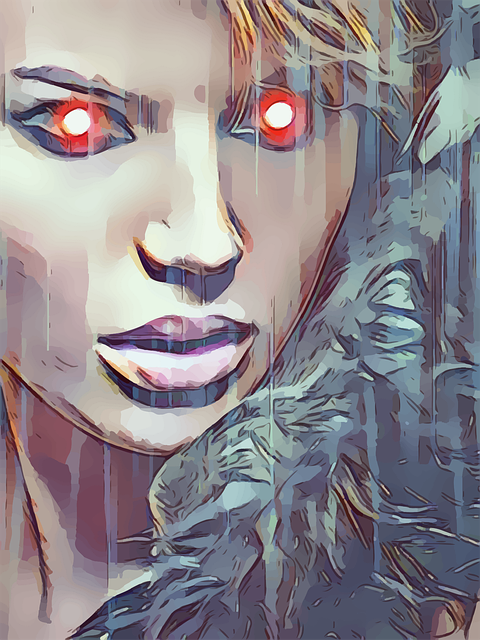 红色的 眼睛 女孩 - 免费矢量图形