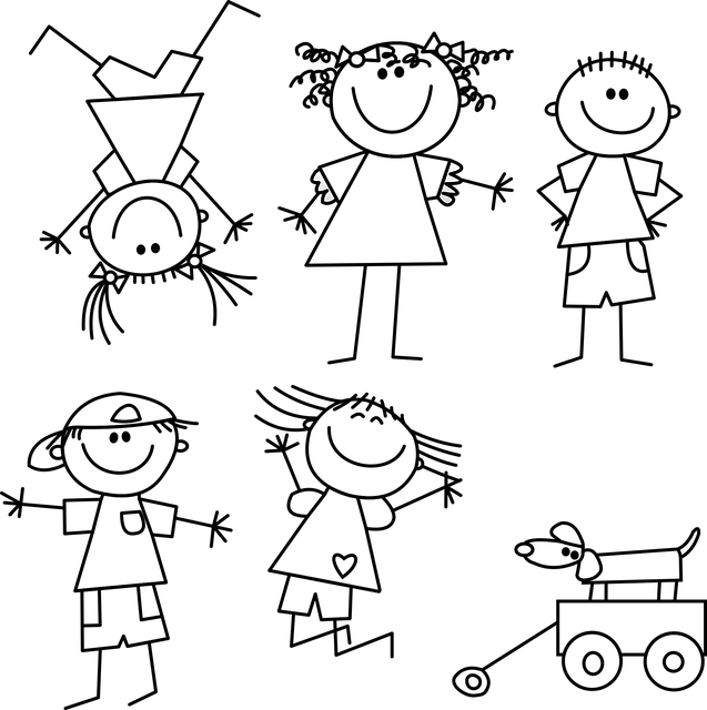 孩子们 画画 线 - 免费矢量图形