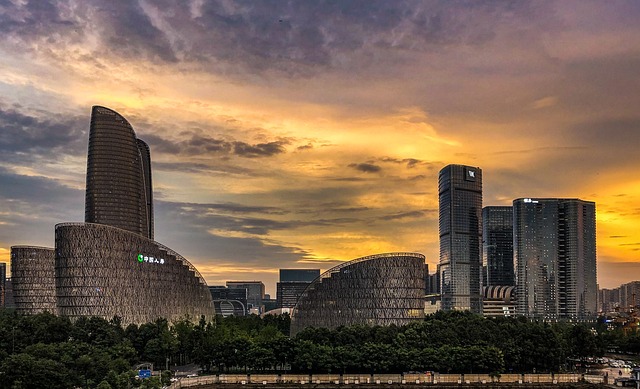 夕阳 城市 成都 - 上的免费照片