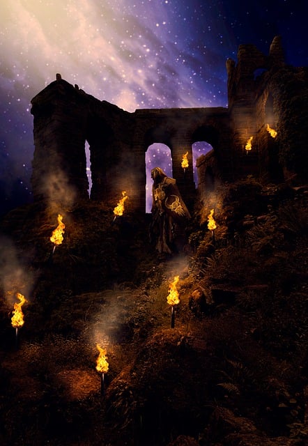 废墟 火把 星空 - 上的免费图片