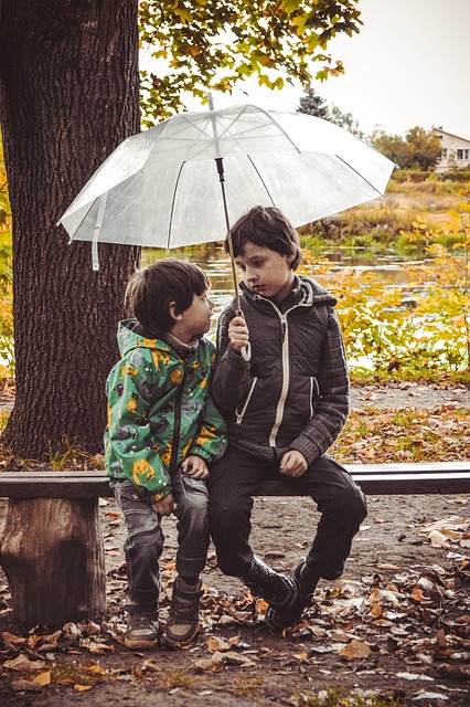 伞 孩子们 雨 - 上的免费照片