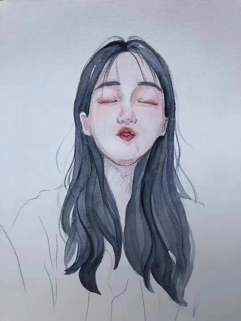 水彩画 嘟嘴 少女 - 上的免费图片
