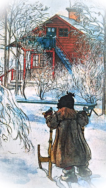 女孩 雪橇 绘画 - 上的免费图片