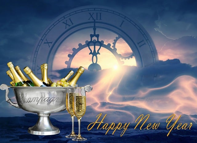 新年快乐 手表 香槟酒 - 上的免费图片