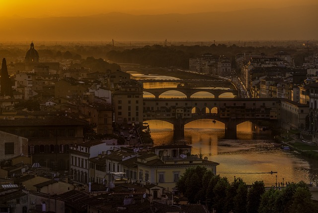 意大利 日落 阿诺河 - 上的免费照片