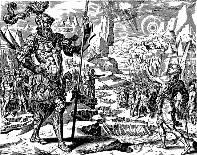 大卫 歌利亚 线条艺术 - 免费矢量图形