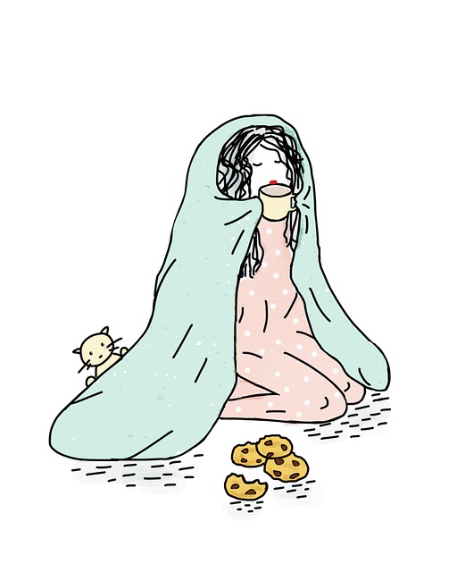 女孩在毯子 喝咖啡 饼干 - 上的免费图片
