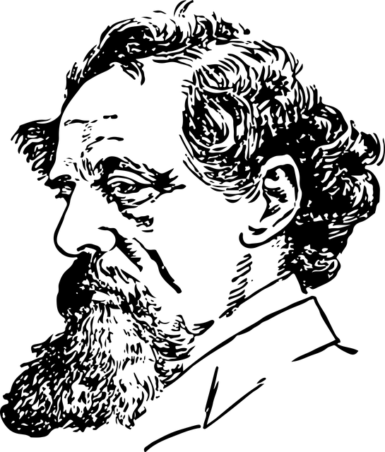 查尔斯·狄更斯 肖像 线条艺术 - 免费矢量图形
