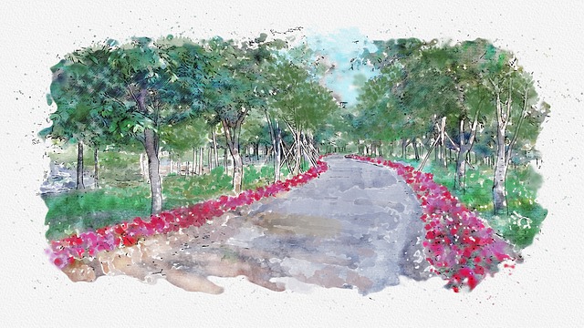 水彩 花路 长廊 - 上的免费图片