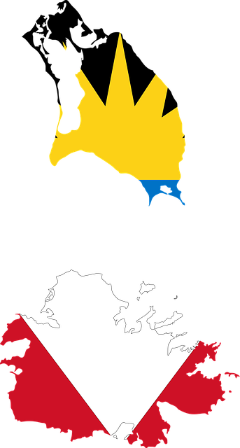 安提瓜和巴布达 旗帜 地图 - 免费矢量图形