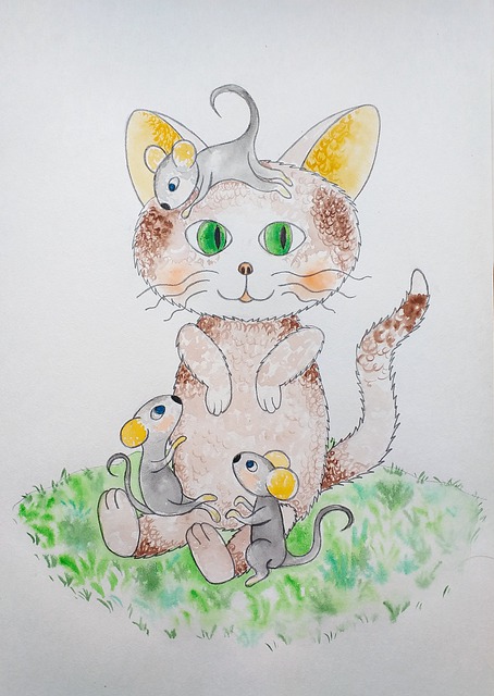 小猫 鼠 插图 - 上的免费图片