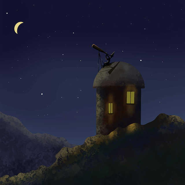 房子 望远镜 月亮 - 免费矢量图形
