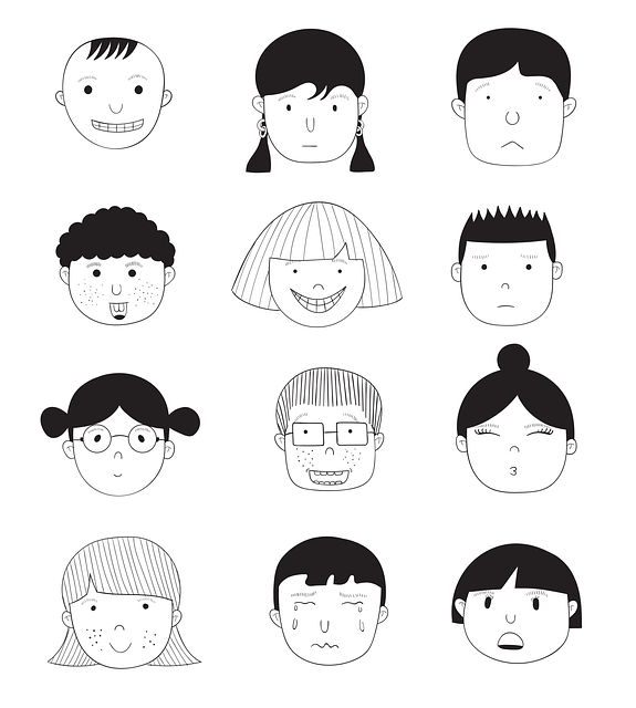 孩子们 面孔 表达式 - 免费矢量图形