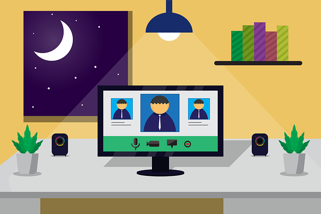 在网上办公室 视频会议 虚拟办公室 - 免费矢量图形