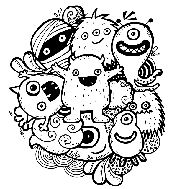 涂鸦 可爱的画 嘟嘟怪物 - 免费矢量图形
