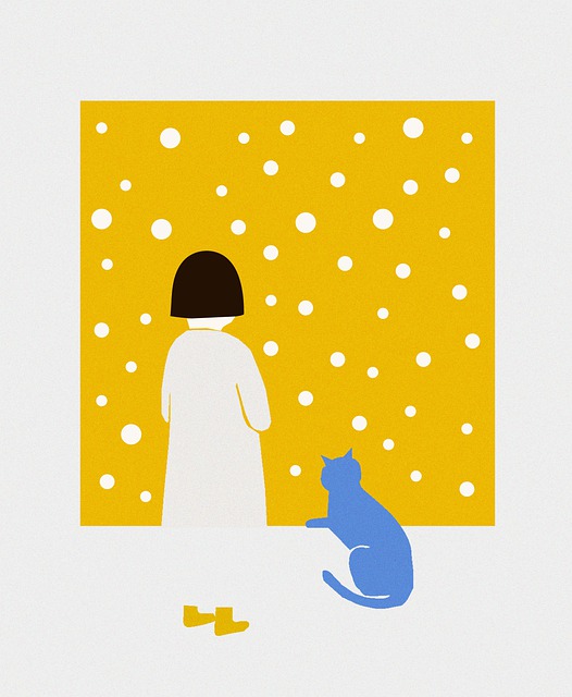 黄墙 猫 女孩 - 上的免费图片
