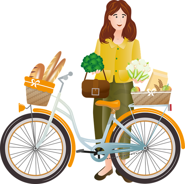 自行车 购物 女士 - 免费矢量图形